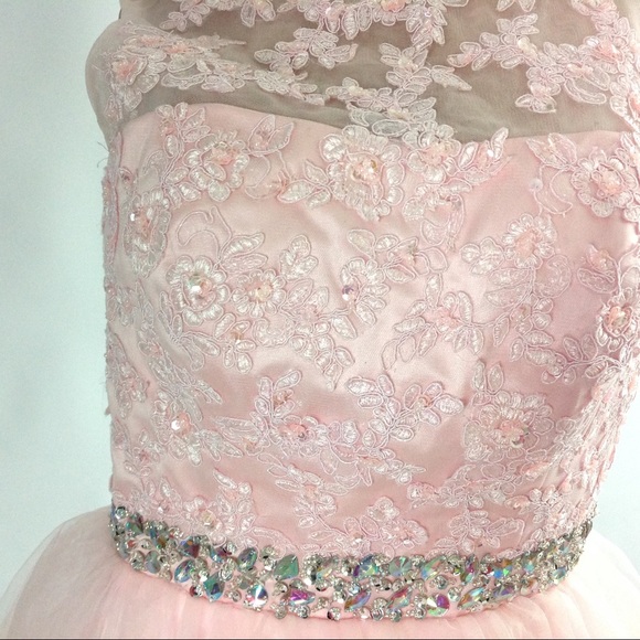 New Women's Tulle Dress Embellished Formal S Pink - Picture 4 of 4